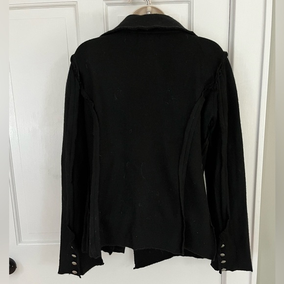 Soft Surroundings Black Double Breasted Boiled Wool Moto Jacket Size XS - Picture 11 of 16